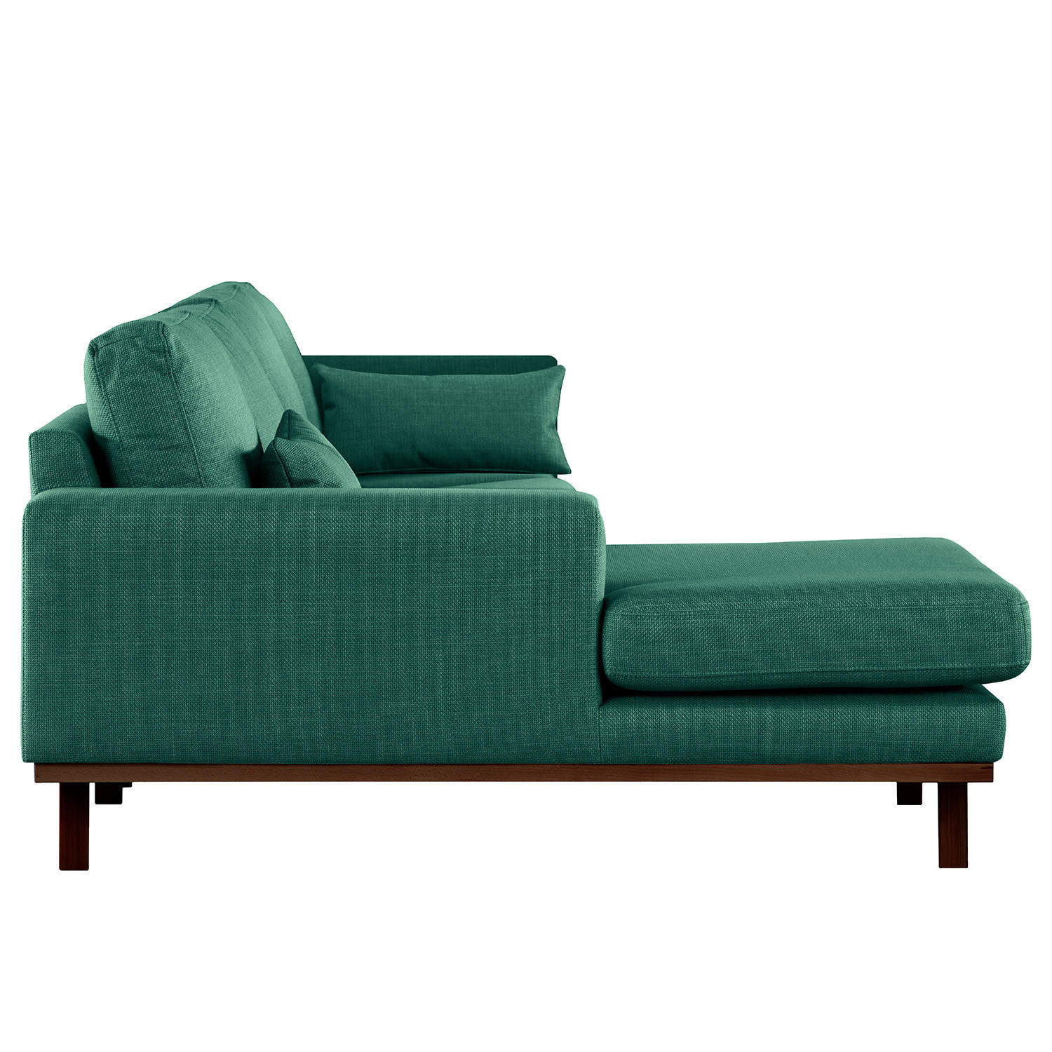 ECKSOFA mit Longchair - Dunkelgrün/Buchefarben, Textil (281/153cm) - home24