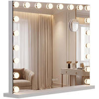 SCHMINKSPIEGEL Dora Licht 80x3x62cm Holz Weiß Hollywood - Weiß, Holz (80/62/14cm) - DELUKE