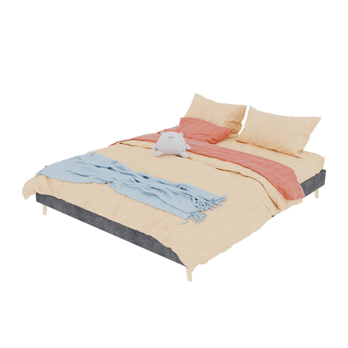 POLSTERBETT 160/200 cm mit Matratze, stabiler Konstruktion und modernem Design, Grau - Grau, Textil (160/200cm) - Redom