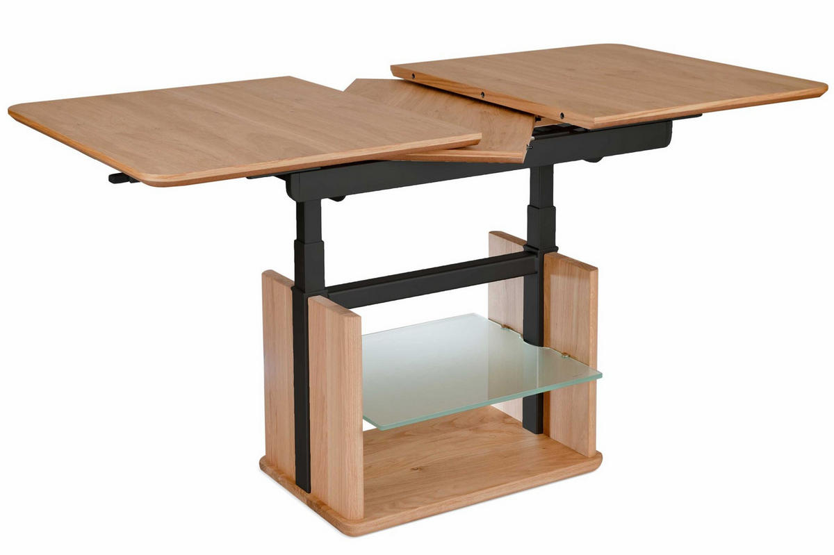 COUCHTISCH höhenverstellbar und ausziehbar Cissy 120x54x70 Wildeiche - Wildeiche/Schwarz, Holz (120/70/70cm) - 58aufmkessel