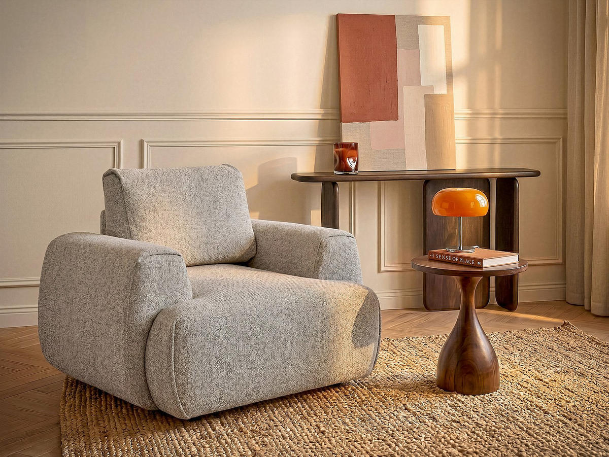 SESSEL mit gerader Rückenlehne - 1 Person - stoff - hellgrau Monelia - Hellgrau, Textil (109/81/85cm) - Vente-Unique