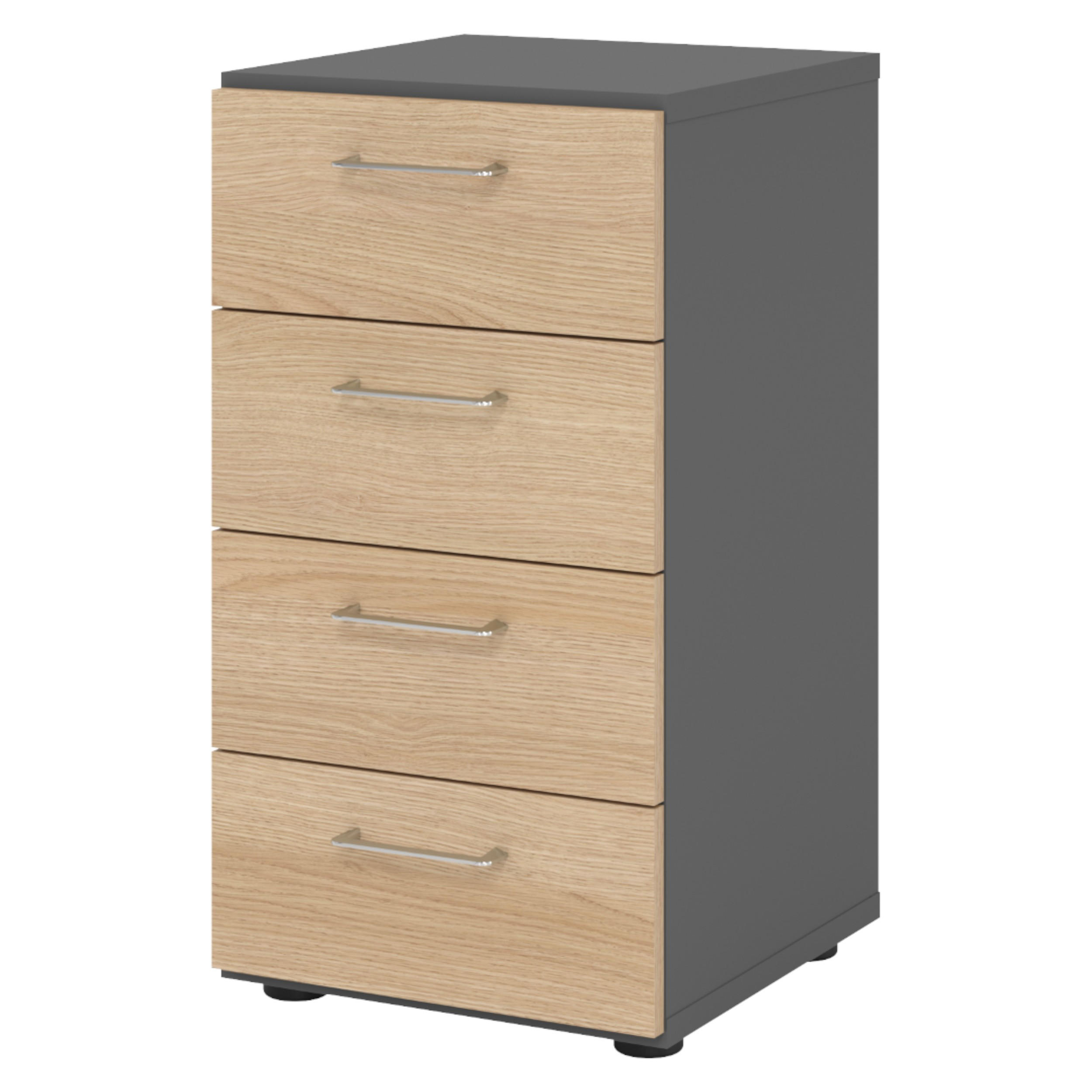 bümö Schubladenschrank Graphit, Eiche 40x74.8x42 cm