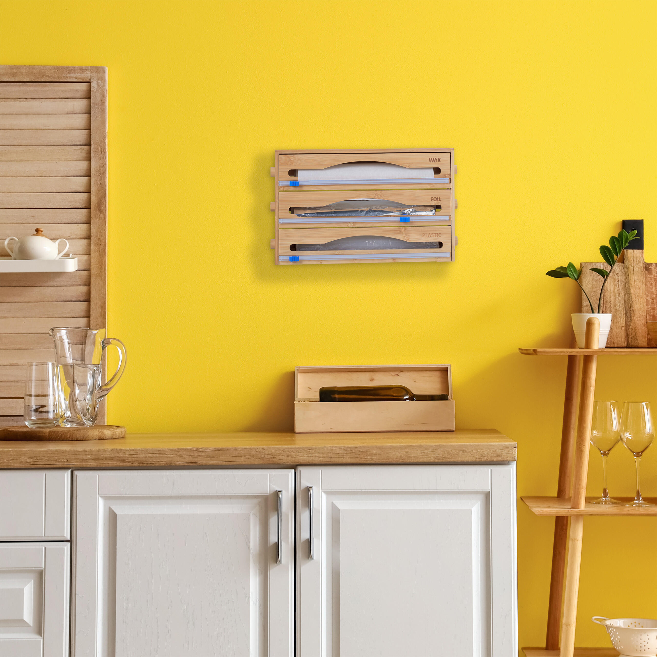 FOLIENSPENDER - Hellbraun, Holz/Kunststoff (39/23.5/9cm) - Relaxdays