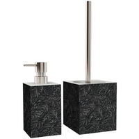 BADEZIMMER Set Floral - Schwarz, Kunststoff (7/17/7cm) - Sanilo