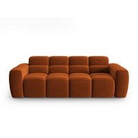 SOFA Lisa aus Samt terrakotta 3 Sitzplätze - Terra cotta, Textil (101/77/216cm) - Micadoni