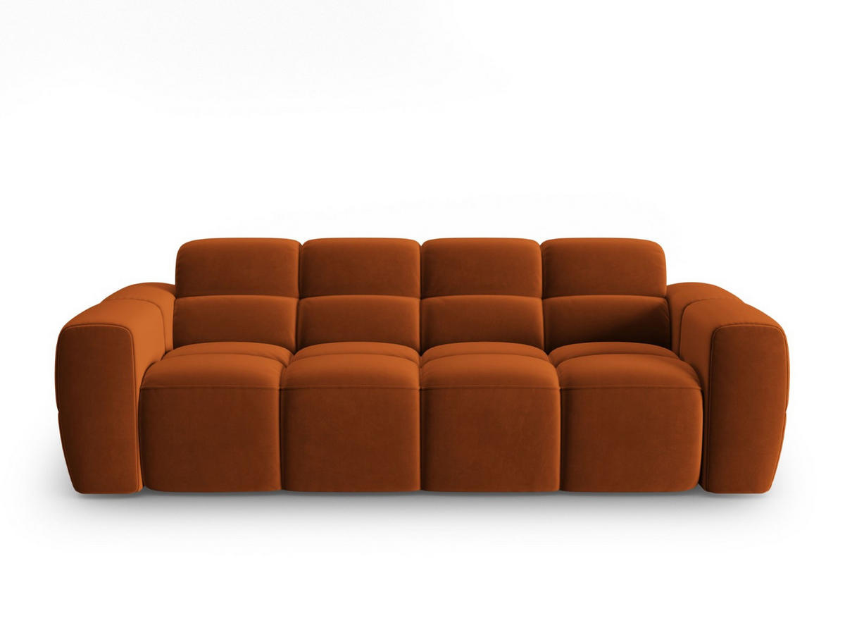 SOFA Lisa aus Samt terrakotta 3 Sitzplätze - Terra cotta, Textil (101/77/216cm) - Micadoni