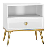 NACHTTISCH Darrby Weiß 50 cm - Goldfarben/Weiß, Holzwerkstoff/Metall (50/53/33.7cm) - Selsey