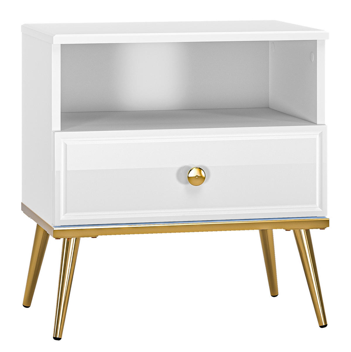 NACHTTISCH Darrby Weiß 50 cm - Goldfarben/Weiß, Holzwerkstoff/Metall (50/53/33.7cm) - Selsey