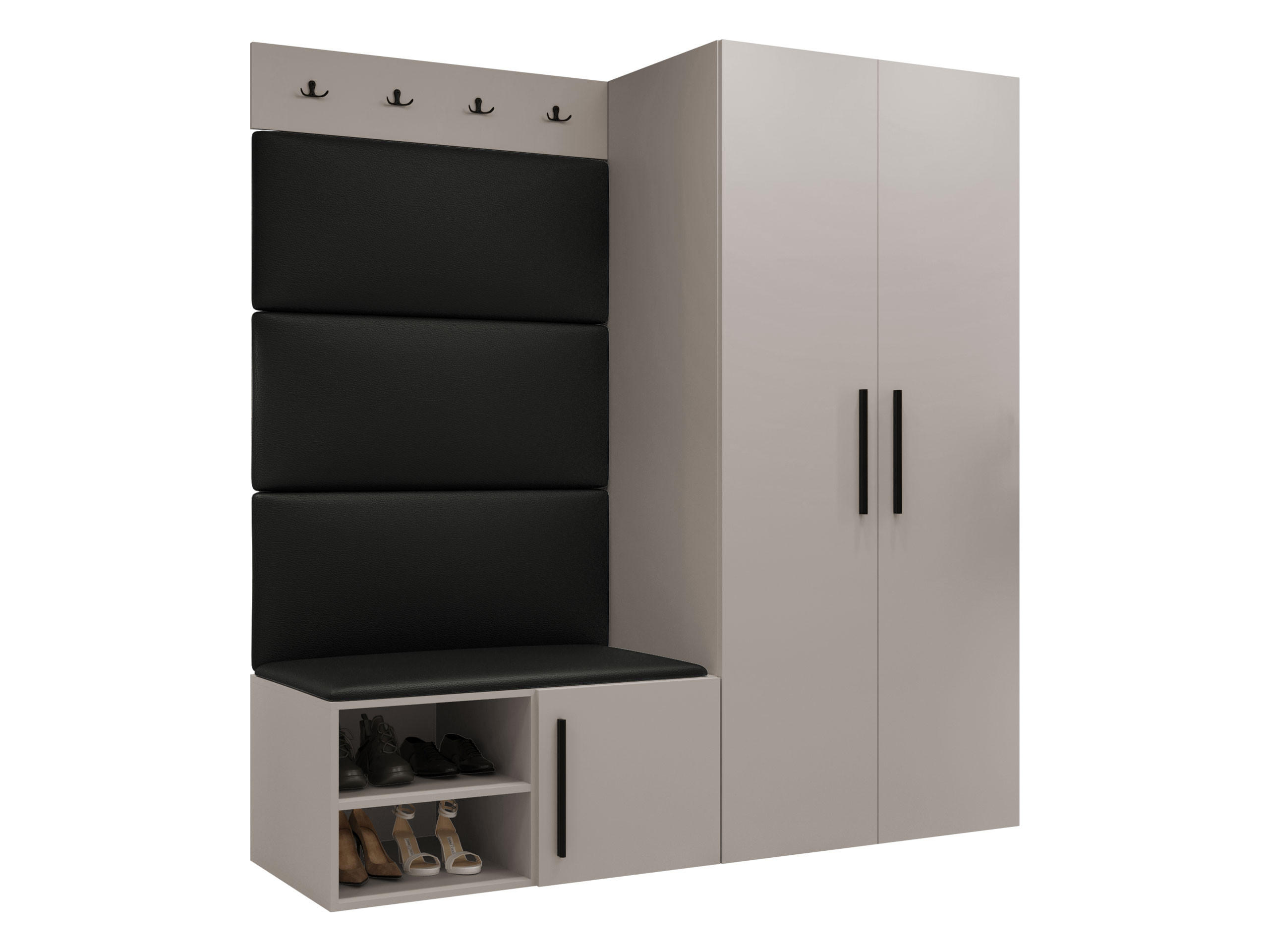 GARDEROBEN-SET Medi I - Kaschmir/Schwarz, Holzwerkstoff/Kunststoff (80/191/50cm) - MIRJAN24