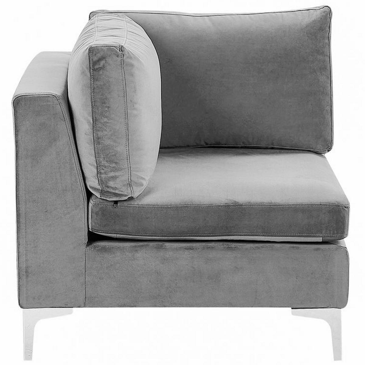 3-SITZER-SOFA Samtstoff grau mit Ottomane Evja - Grau, Textil (235/84/85cm) - Beliani