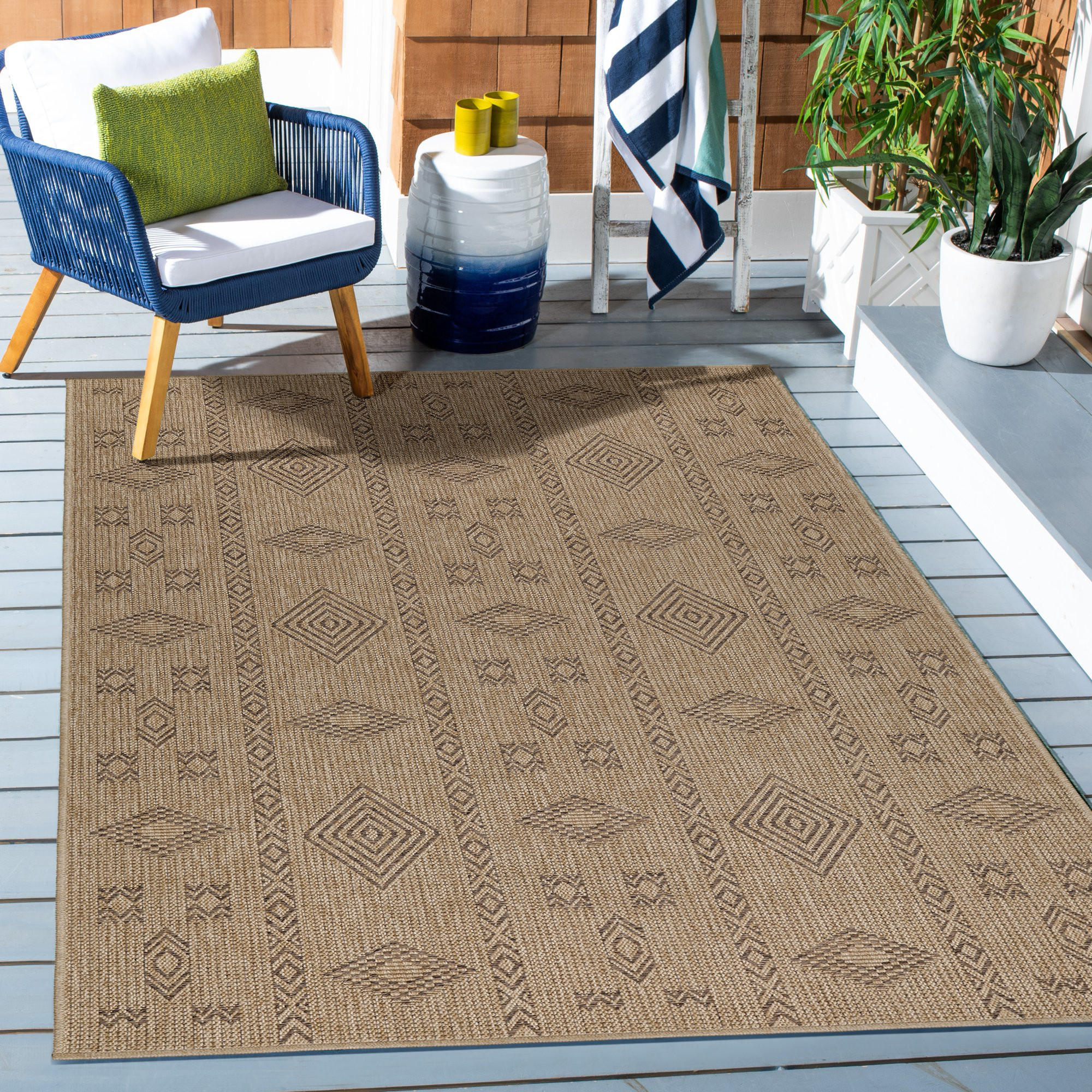 TEPPICH Outdoor Flachgewebe Vintage Polypropylen Balkon Schwarz Rechteckig 200x290 - Schwarz, Textil (200/290cm) - KADIMA DESIGN