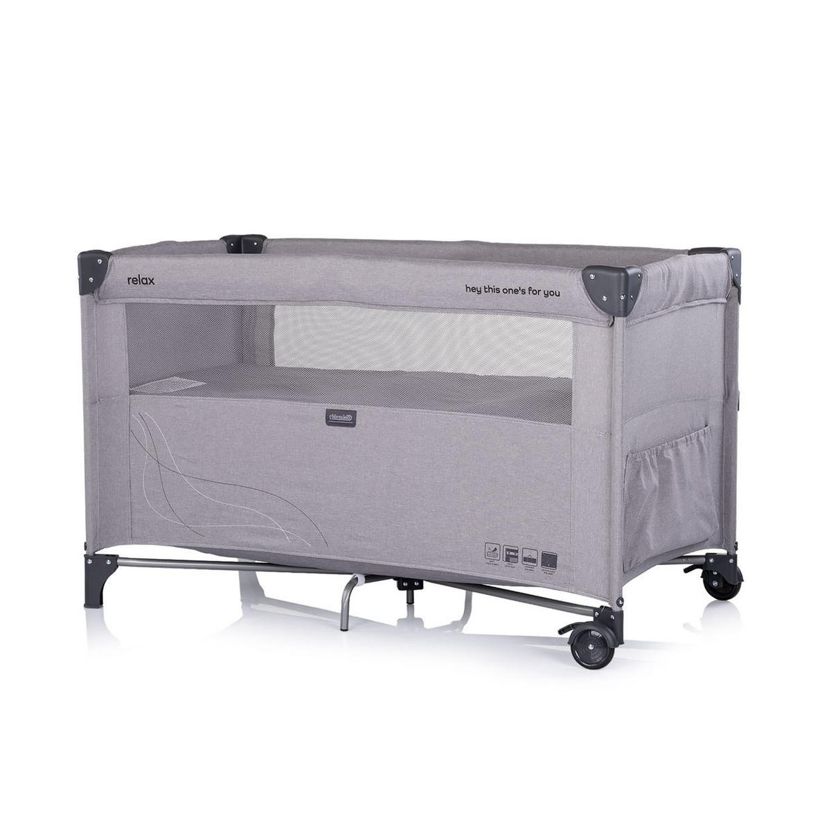REISEBETT Relax Leinen 2 Ebenen grau hellgrau Tasche, Reißverschluss, Räder, faltbar - Grau, Kunststoff (60/120cm) - Chipolino