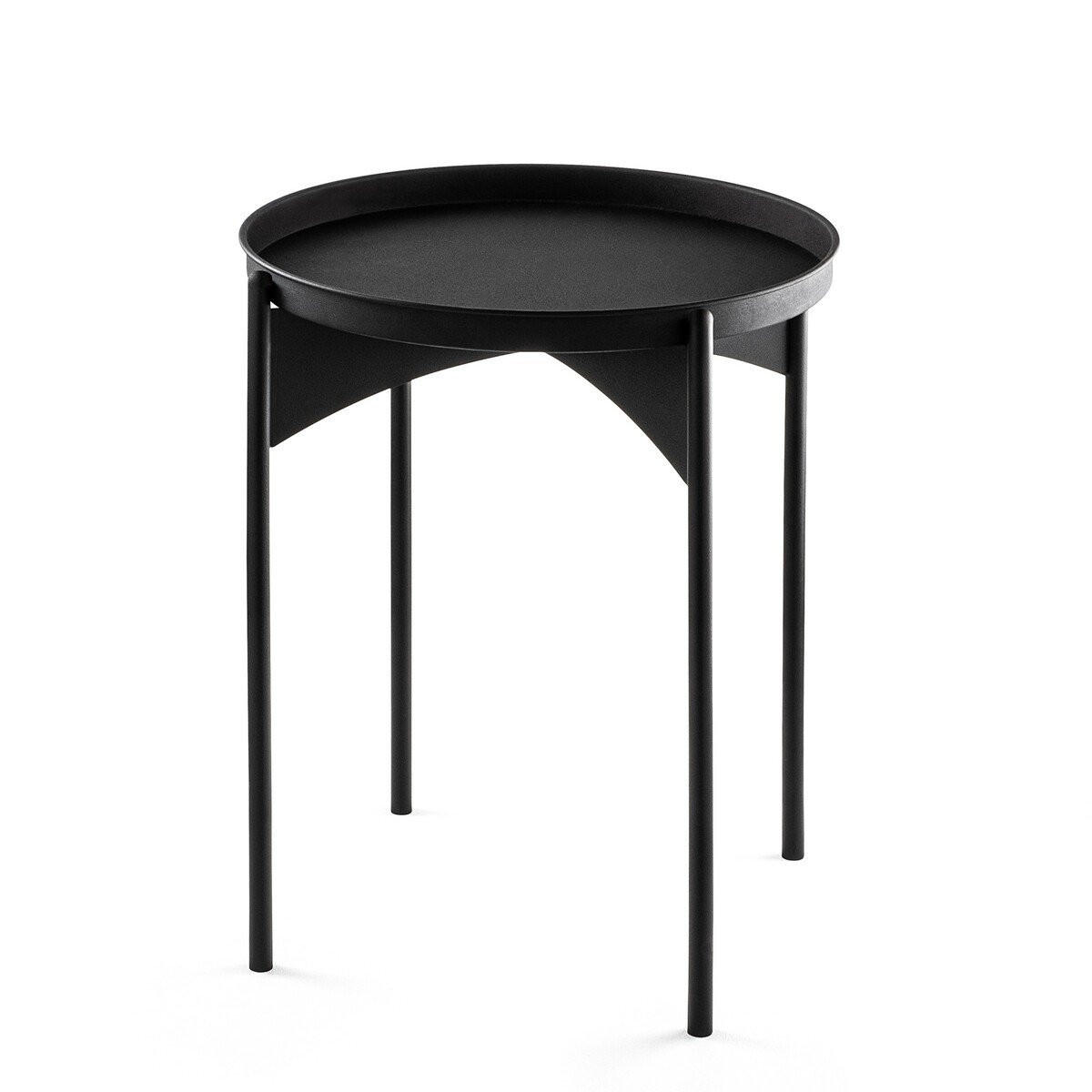 BEISTELLTISCH mit runder Metallplatte H57 cm - COLE - Schwarz, Metall (44/44/57cm) - Calicosy