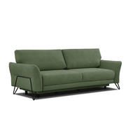 SOFA LOREM 3-Sitzer mit Schlaffunktion, grün - Schwarz/Grün, Holz/Textil (232/90/107cm) - Courtois Laville