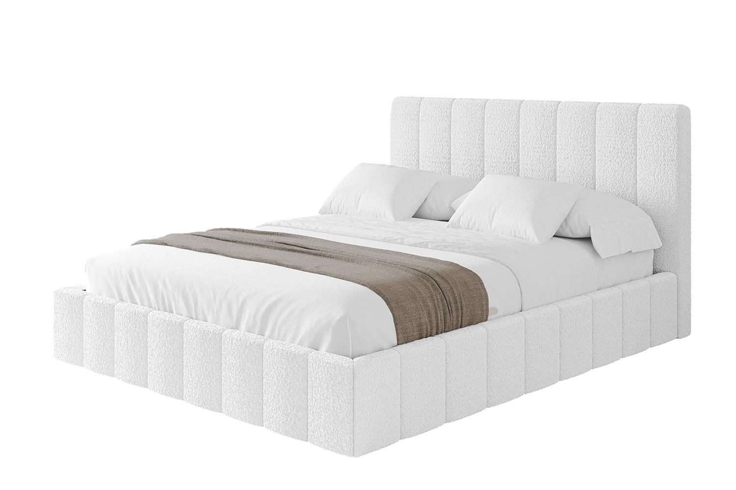 POLSTERBETT mit Bettkasten und Lattenrost, Boxbett ohne Matratze - FINO 120x200 Weiß - Weiß, Holzwerkstoff/Textil (120/200cm) - ALTDECOR