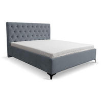 POLSTERBETT CHESTERFIELD mit Bettkasten Velour Stoff 140 x 200 cm - Grau, Holzwerkstoff (140/200cm) - VENASI MÖBEL