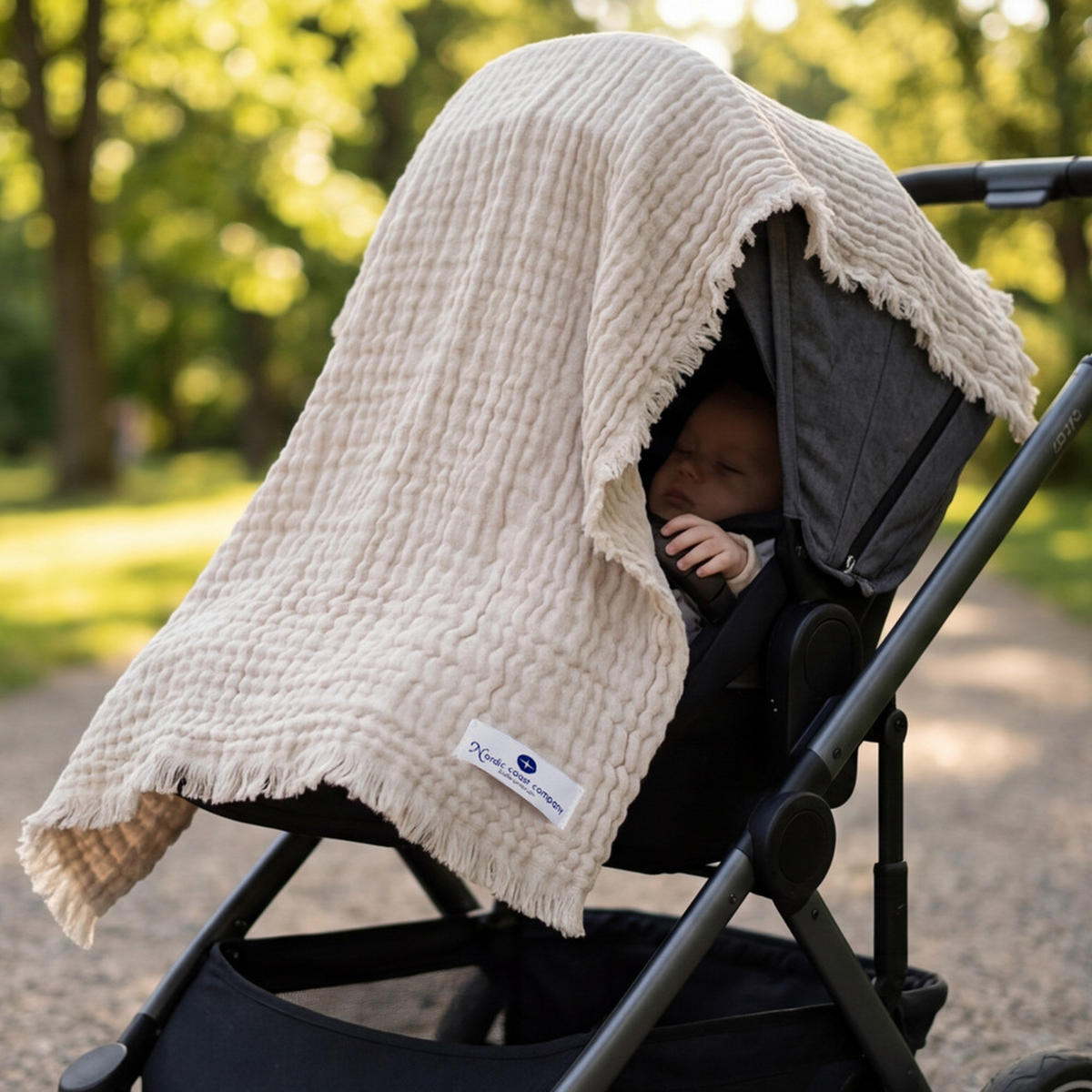 MUSSELINDECKE Babydecke Einschlagdecke Baumwolle atmungsaktiv - Beige, Textil (80/80cm) - nordic coast company