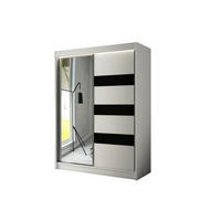 KLEIDERSCHRANK mit Spiegel und Schiebetüren LOSTE - 120 cm Weiß|Schwarz - Schwarz/Weiß, Holzwerkstoff (120/215/61cm) - ALTDECOR