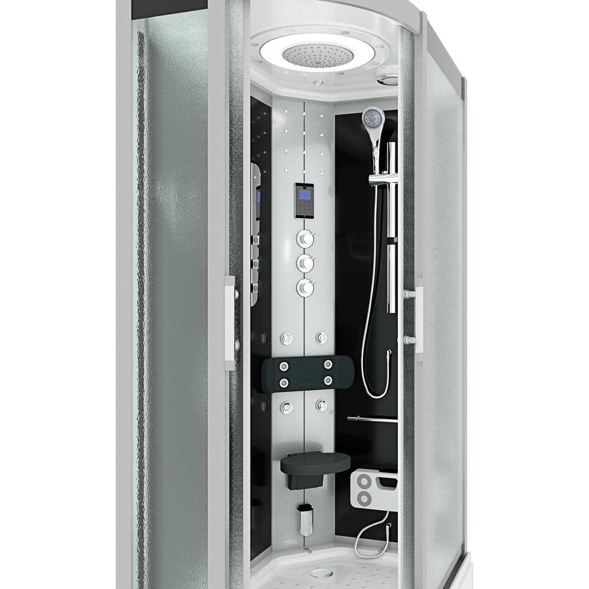 DUSCHE DampfduscheD60-73M3L-EC sw 120x80 - Schwarz, Glas/Kunststoff (120/80/215cm) - AcquaVapore by Sandra Jentho