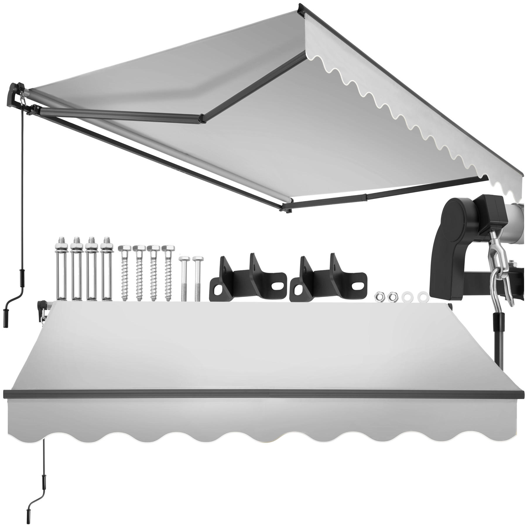 GELENKARMMARKISE Ornella,inkl. Wandhalterung,hellgrau - Hellgrau, Kunststoff (250/41/200cm) - tectake