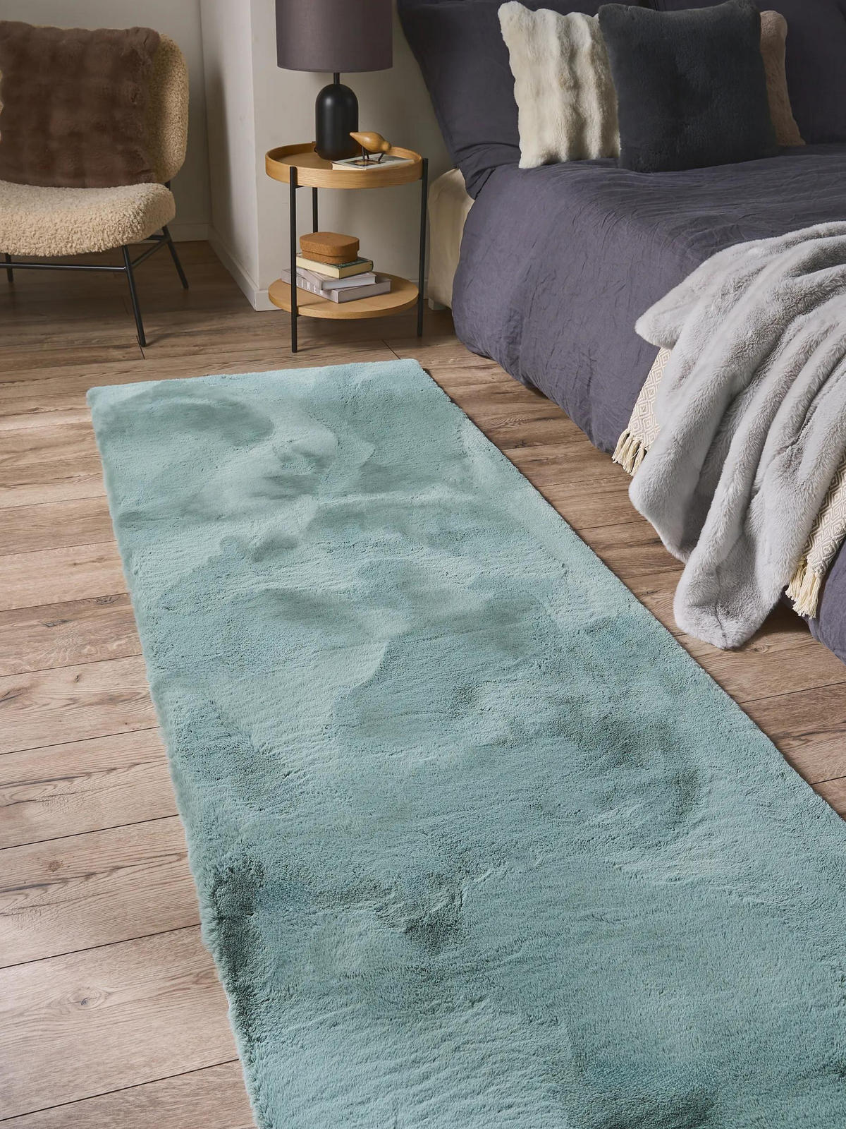 KUNSTFELL-TEPPICH Dave Mint 80x240 cm - Mintgrün, Textil (80/240cm) - benuta Nest