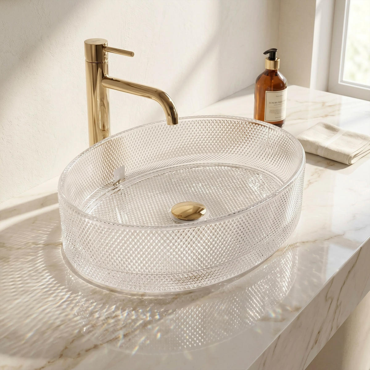 AUFSATZWASCHBECKEN Rea Mirella Transparent - Transparent, Glas (38/12.5/49.5cm) - REA