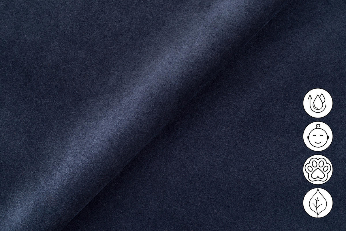 SOFA RELAX FIERO 2-Sitzer, Marineblauer Veloursstoff - Blau/Schwarz, Holz/Textil (170/82/103cm) - Courtois Laville