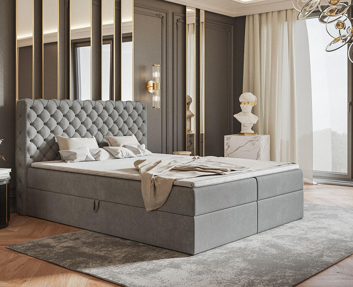 BETT Grau FOX 8 Kontinental 120x200 cm - Grau, Holz (120/200cm) - Sepro Meble