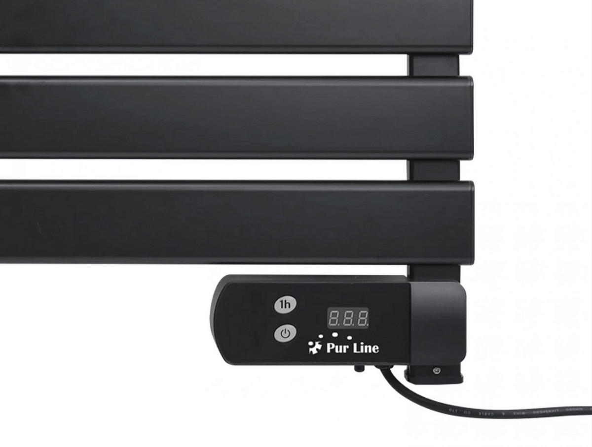 HANDTUCHTROCKNER Schwarz mit Elektrosystem und Wandhalterung 100 W - Schwarz, Metall (56/52/5cm) - Purline