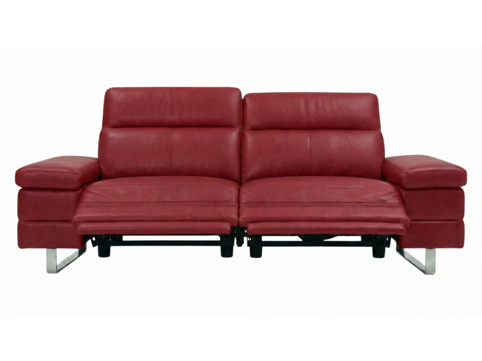 3-SITZER Sofa Virage Echtleder mit 2 x Relaxfunktion Rot - Rot, Leder/Metall (212/75/109cm)