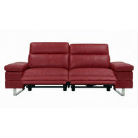 3-SITZER Sofa Virage Echtleder mit 2 x Relaxfunktion Rot - Rot, Leder/Metall (212/75/109cm)