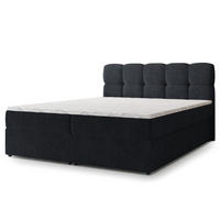 BOXBETT MERU 140x200 cm mit Matratze und Topper - Schwarz - Schwarz, Holz (140/200cm) - MASSENO