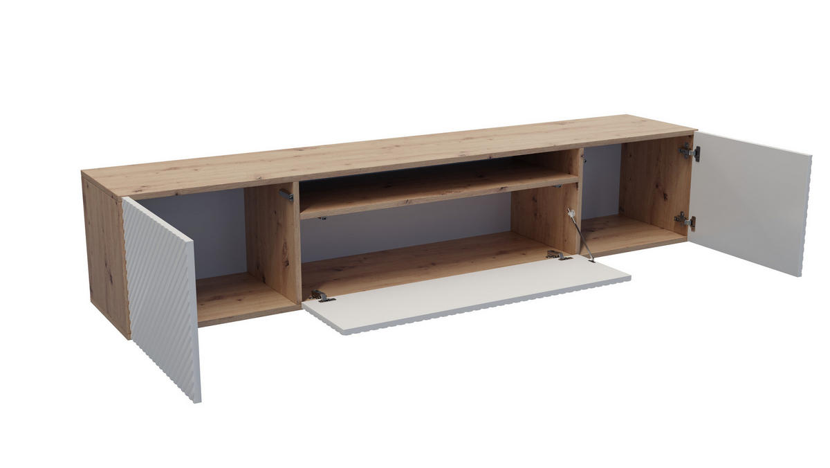 LOWBOARD NADO-W - 200 x 40 x 41 cm - Eiche Artisan/Weiß, Holzwerkstoff (200/40/41cm) - ALTDECOR