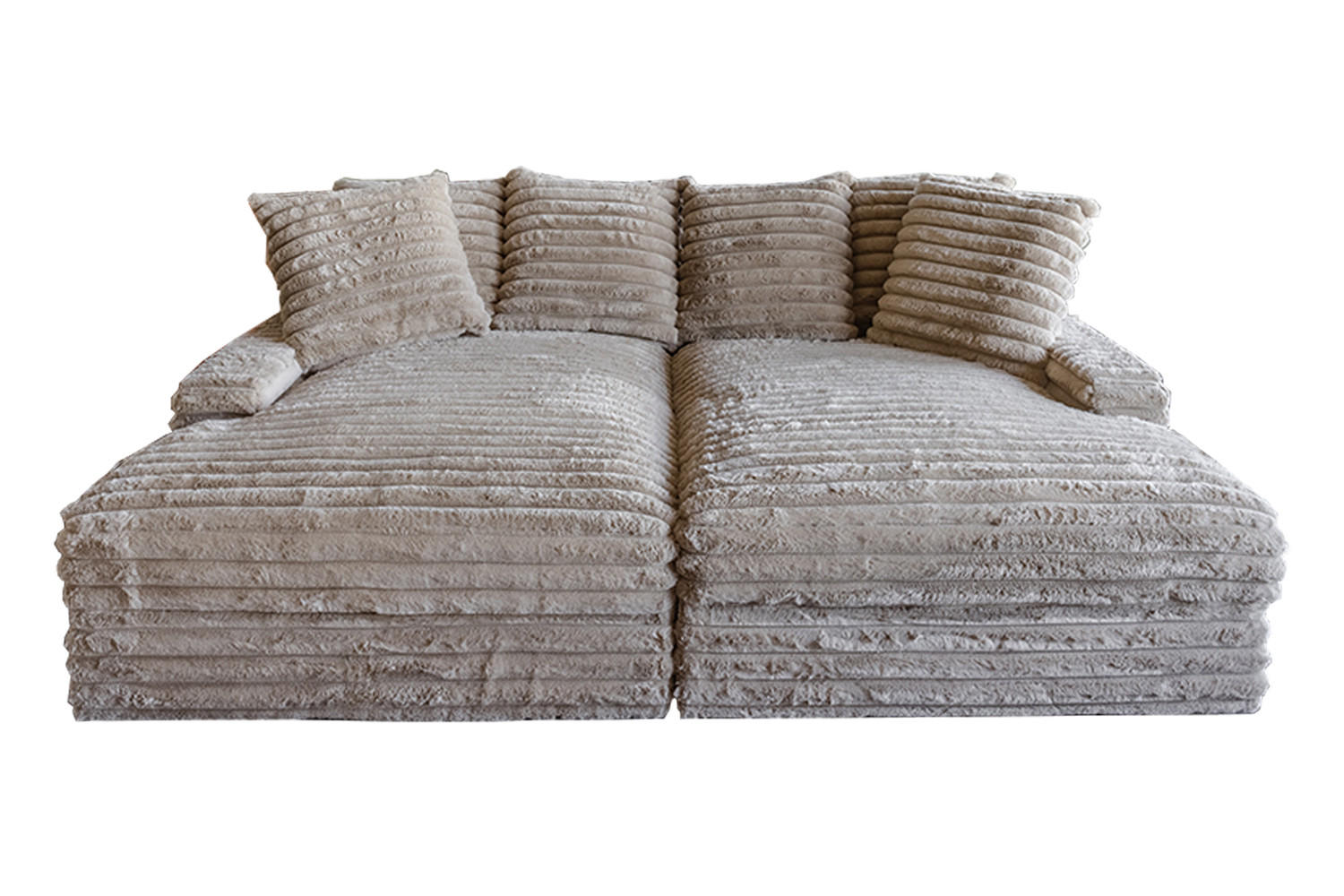 BIG SOFA CADY Taupe Cord - Taupe/Schwarz, Kunststoff/Textil (248/73/168cm) - KAWOLA
