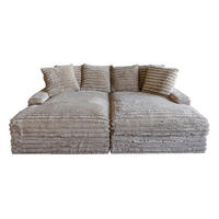 BIG SOFA CADY Taupe Cord - Taupe/Schwarz, Kunststoff/Textil (248/73/168cm) - KAWOLA