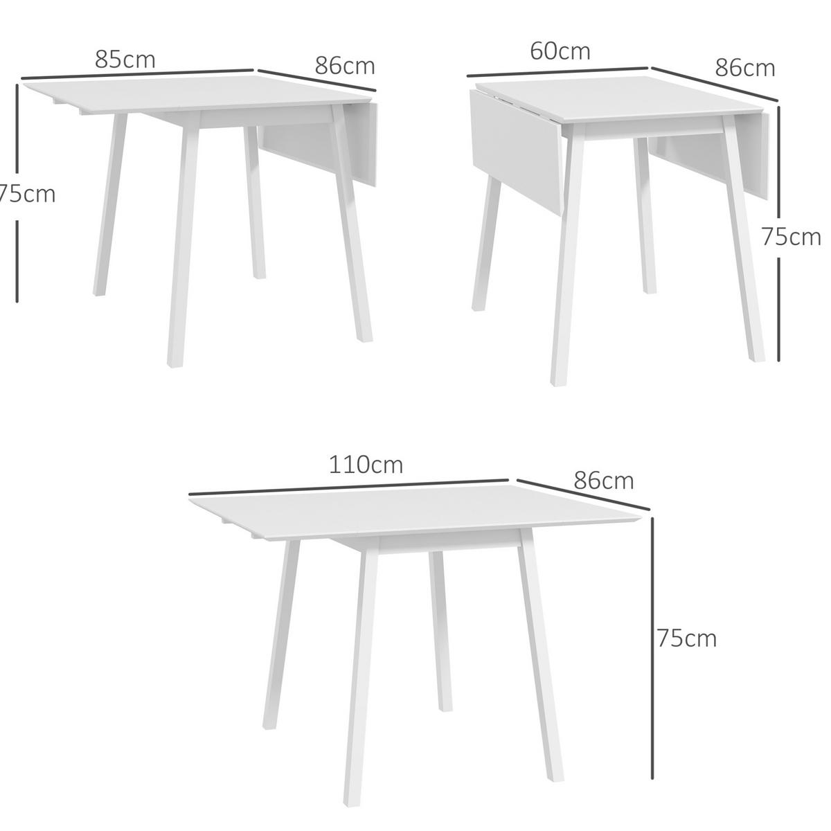 JEDÁLENSKÝ stôl skladací, 110/86/75 cm drevo biely, pre 2-4 osoby - biela, drevo (110/86/75cm) - BEAOK