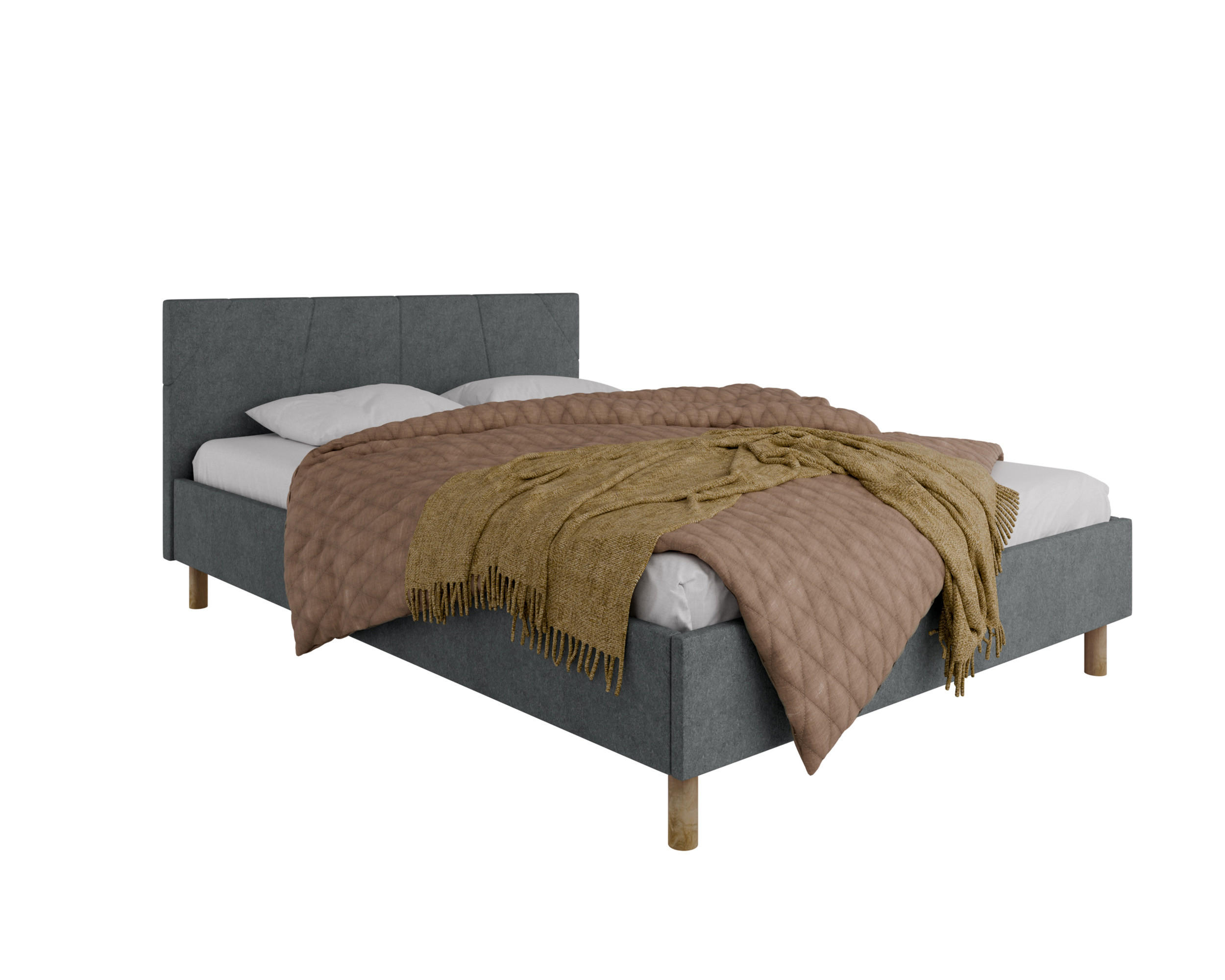 POLSTERBETT ALMORE 140x200cm Federkernmatratze ELDAR (18cm), grau - Grau, Holz (140/200cm) - Homesy