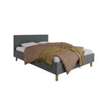 POLSTERBETT ALMORE 140x200cm, Taschenfederkernmatratze mit Kokos KORNOS (20cm), grau - Grau, Holz - Homesy