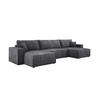 ECKSOFA Poso XXL U-förm, Schlaffunktion, weiche Kissen, Bettkasten, hochwertige Polsterung, lose Rückenkissen, freistehend, 377x143x83 cm Grey - Dunkelgrau, Holz/Textil (377/83/143cm) - DomoHome