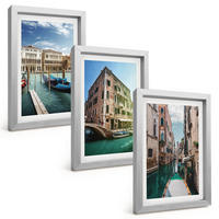 BILDER SET 3er Set - 20x30 cm Silberner Rahmen - Architektur der Kanäle von Venedig - Silberfarben, Kunststoff (20/30cm) - TULUP