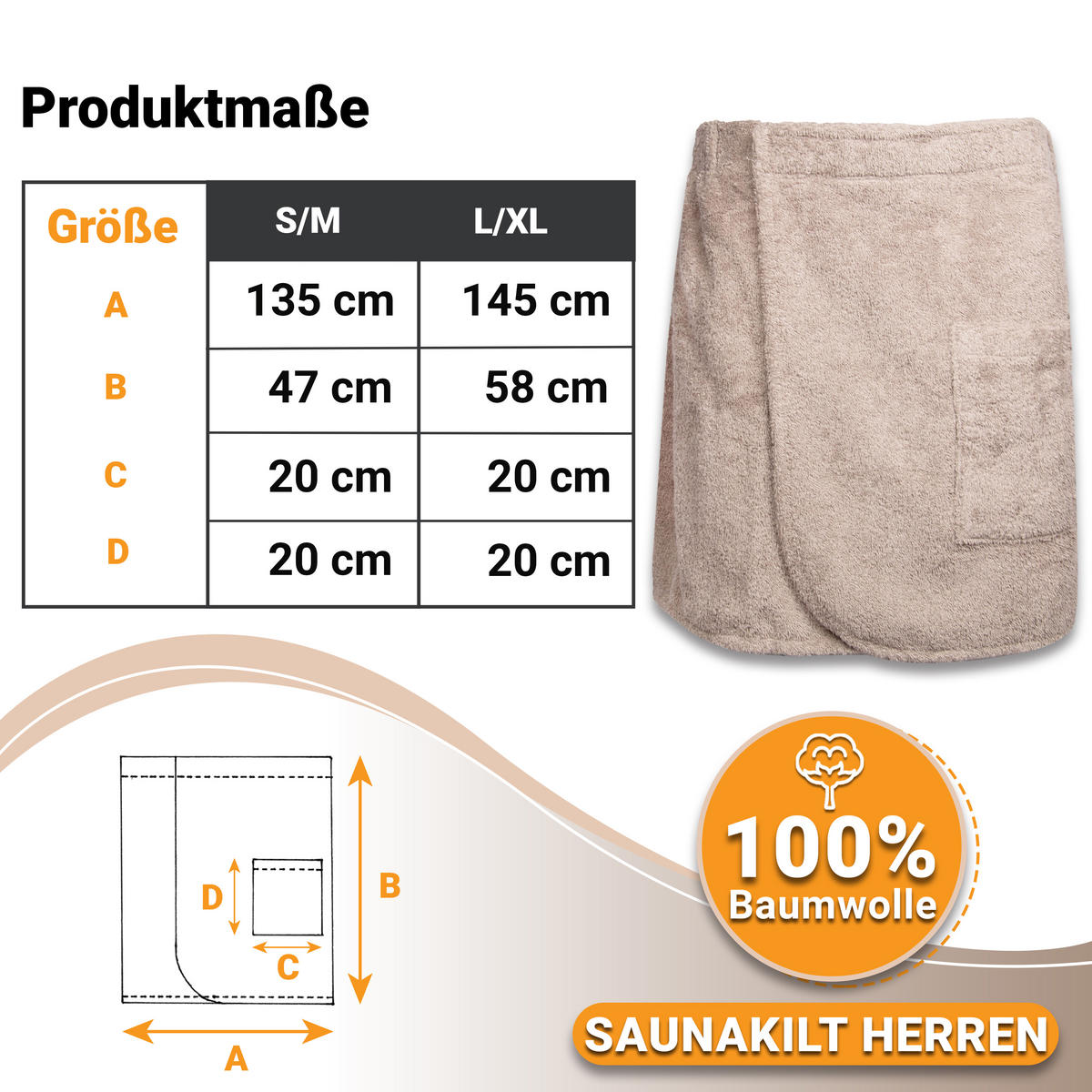 BADEMANTEL, L/XL, 100% Baumwolle, Braun - Fango, Textil (L/XLnull) - Zollner