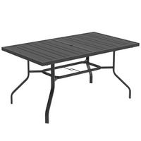 GARTENTISCH 152x90 cm, Wetterfest Balkontisch aus Stahl, mit Schirmloch - Schwarz, Metall (152/90/74cm) - Outsunny