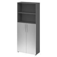 REGALSCHRANK - 5 Ordnerhöhen 35/80/188 cm in Graphitfarben/Silberfarben - Silberfarben/Graphitfarben, Holzwerkstoff (80/188/35cm) - bümö