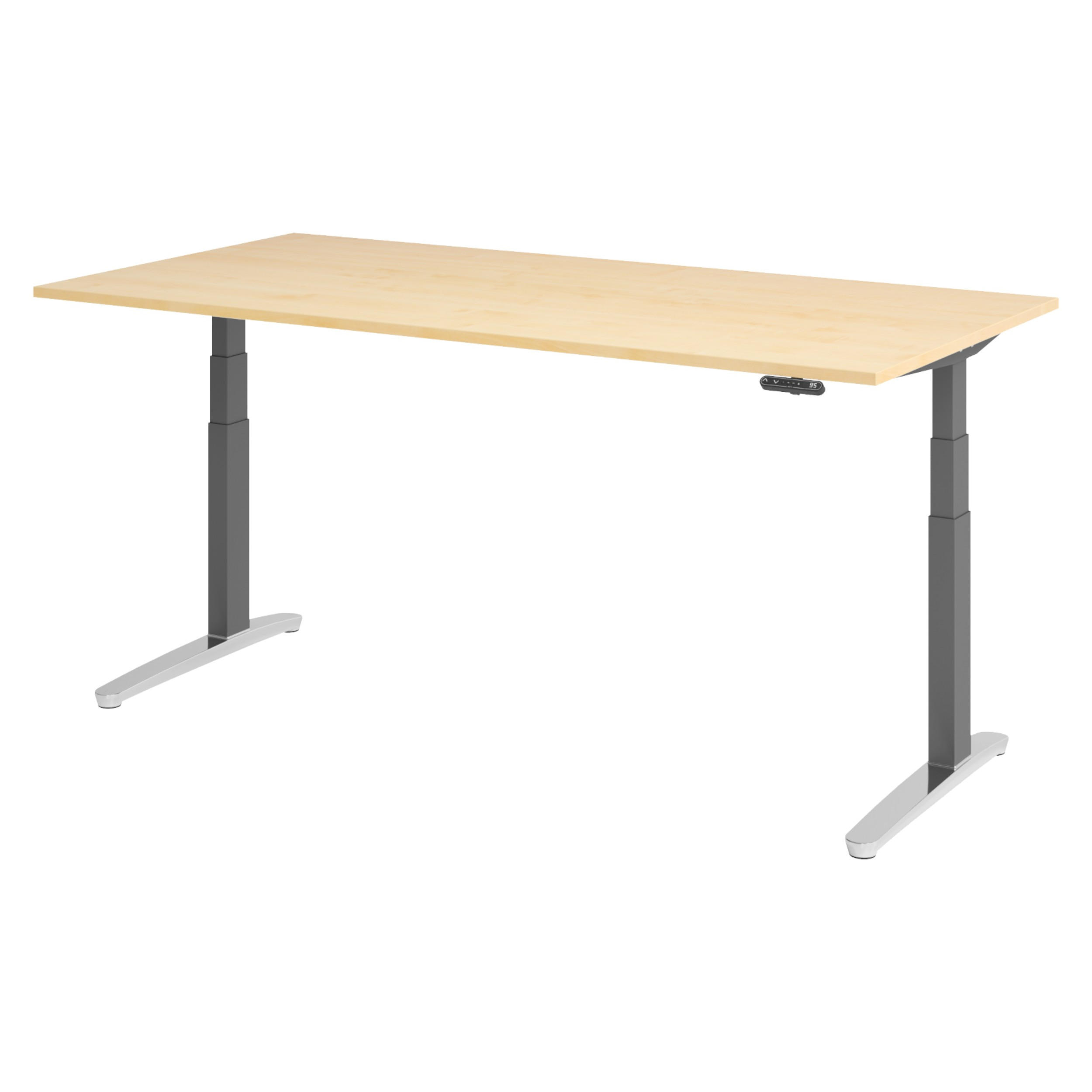 bümö Schreibtisch Ahorn, Graphit, Silber 200x74x100 cm