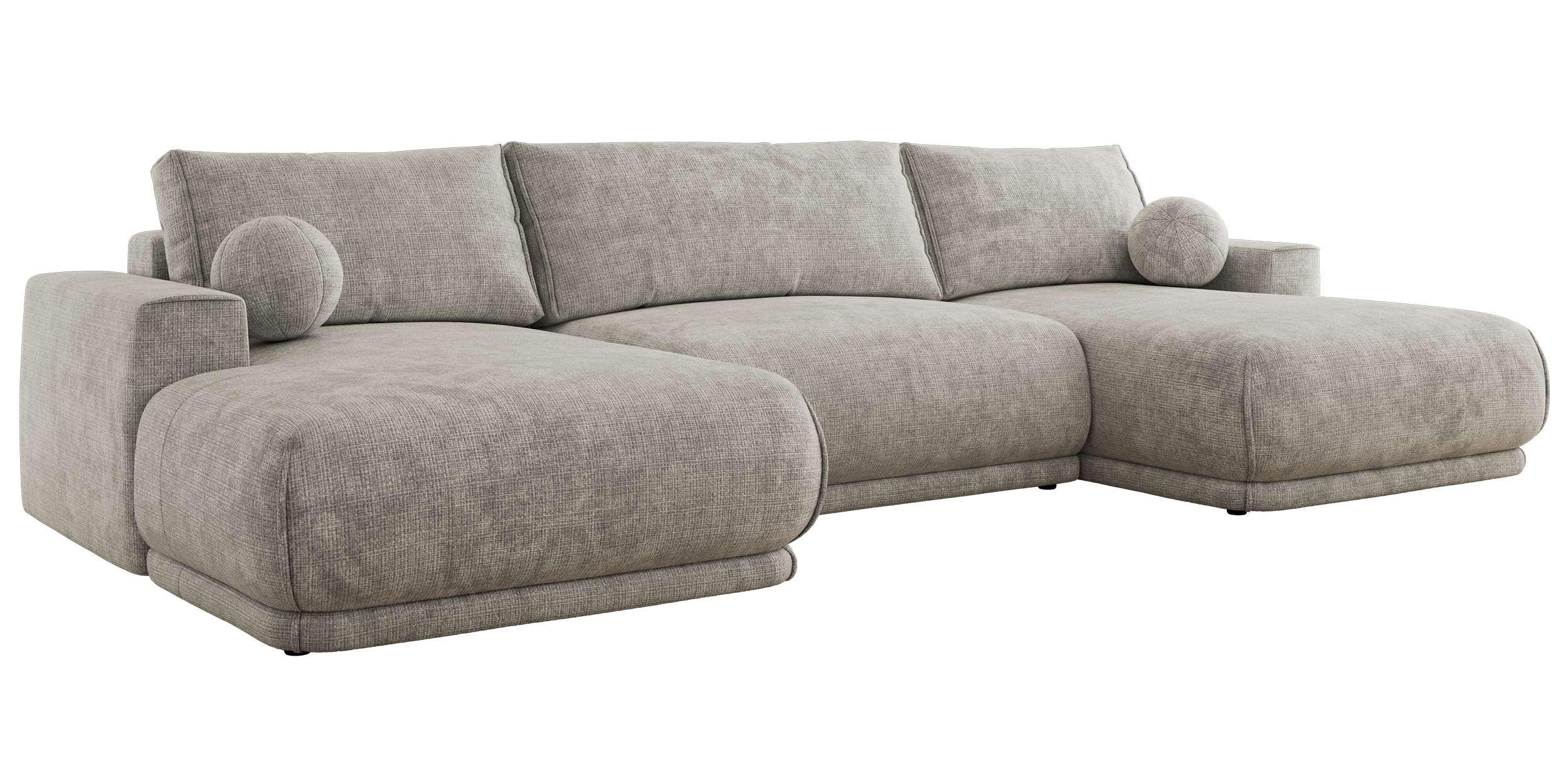 SEDACIA SÚPRAVA RINA U Svetlosivá Hrubo tkaná ženilka - čierna/svetlosivá, textil/plast (360/85/170cm) - MKS