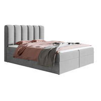 BOXSPRINGBETT 180x200 Rimini mit Matratze und Bettkasten, Hellgrau - Hellgrau, Holz/Textil (180/200cm) - Emporius