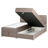 BOXSPRINGBETT mit Stauraum 160/200 cm Stoff Taupe Baronet - Taupe, Textil (160/200cm) - Beliani