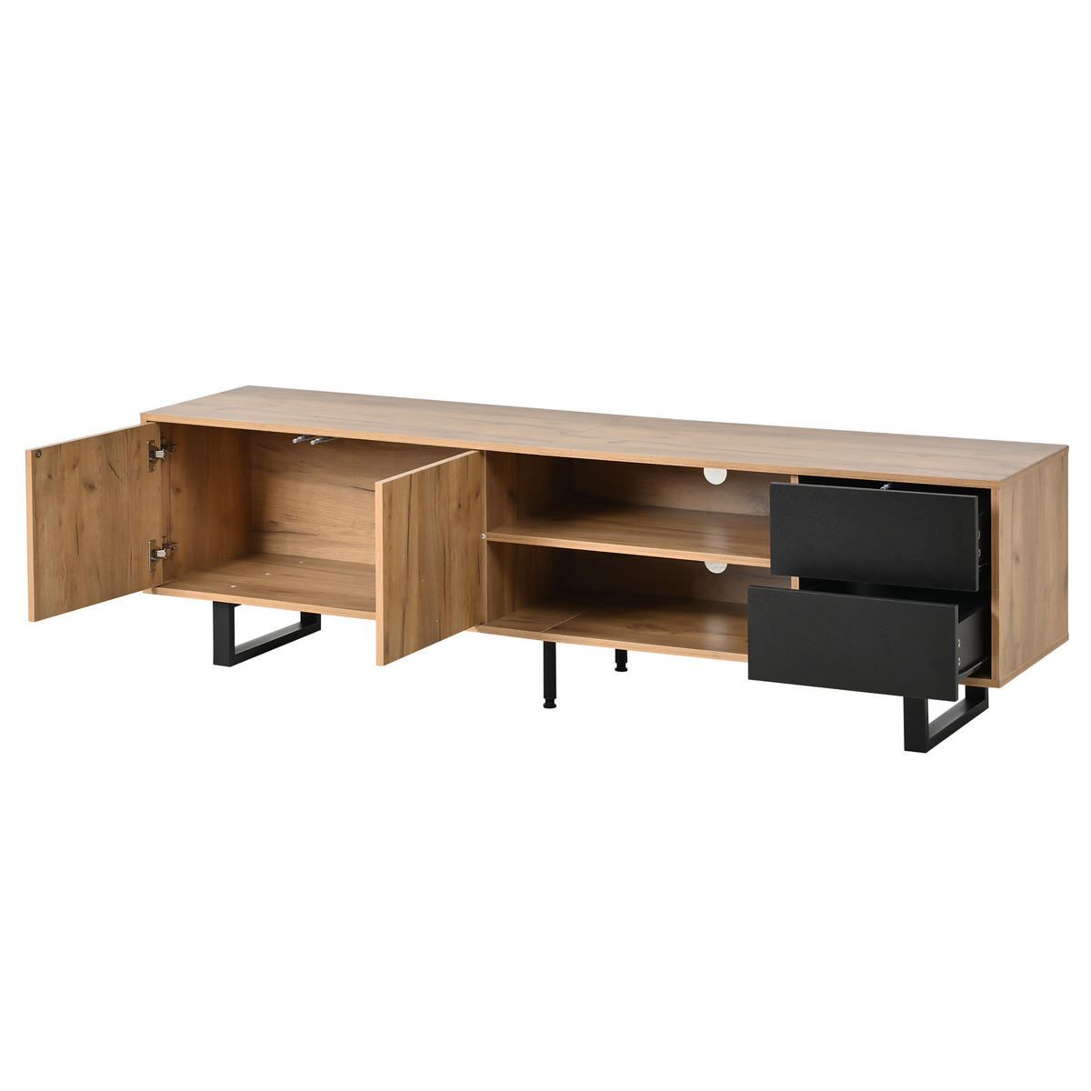 TV-SCHRANK Lowboard Holzoptik 180cm 2 Schubladen Modern - Multicolor, Holzwerkstoff (180/50/40cm) - FLIEKS