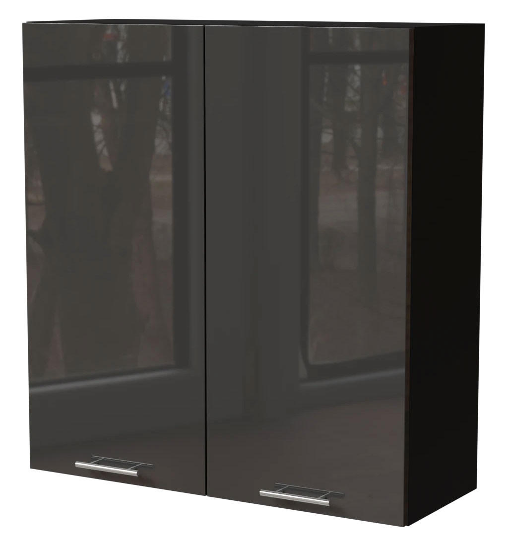 HÄNGESCHRANK Essen W4/90 Graphit Hochglanz / Schwarz Matt 90 / 32,5 / 96cm - Schwarz/Graphitfarben, Holz/Holzwerkstoff (90/96/32.5cm) - Feldmann-Wohnen