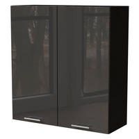 HÄNGESCHRANK Essen W4/90 Graphit Hochglanz / Schwarz Matt 90 / 32,5 / 96cm - Schwarz/Graphitfarben, Holz/Holzwerkstoff (90/96/32.5cm) - Feldmann-Wohnen